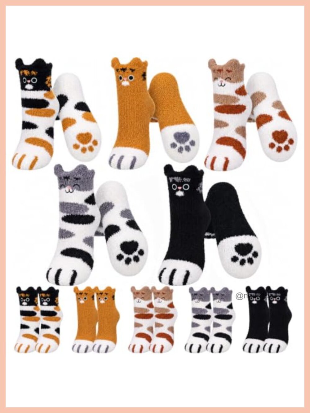 Fuzzy Cozy Cat Slipper Socks 10 Pair Coral Fleece Women Warm Winter